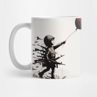 Peace and freedom, soldier girl with red baloon Mug